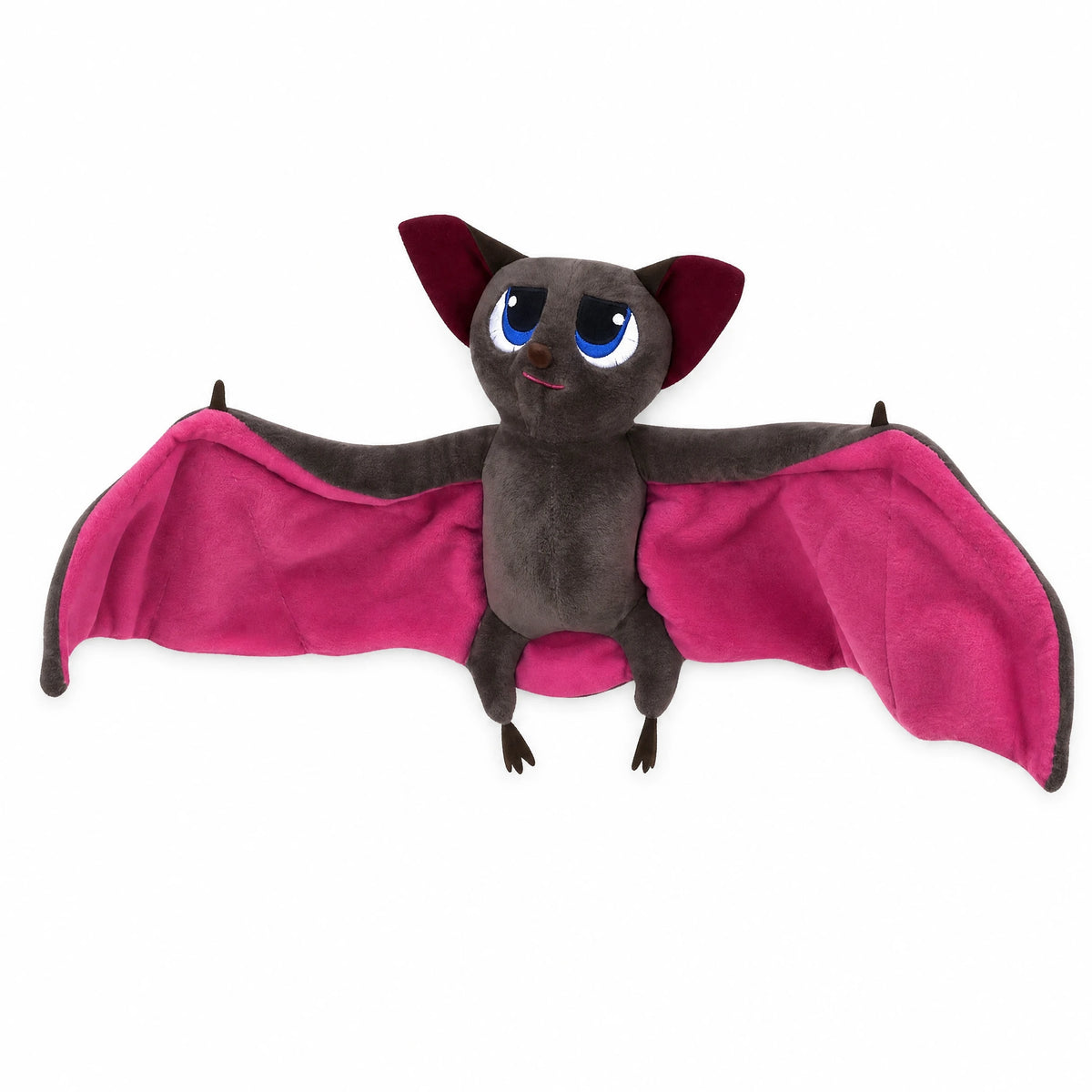 Bat Plush with Wide Fabric Wings and Embroidered Eyes - Fond blanc