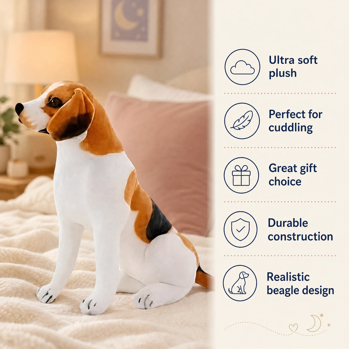 Beagle Stuffed Animal with Realistic Tri-Color Coat - Bénéfices produit