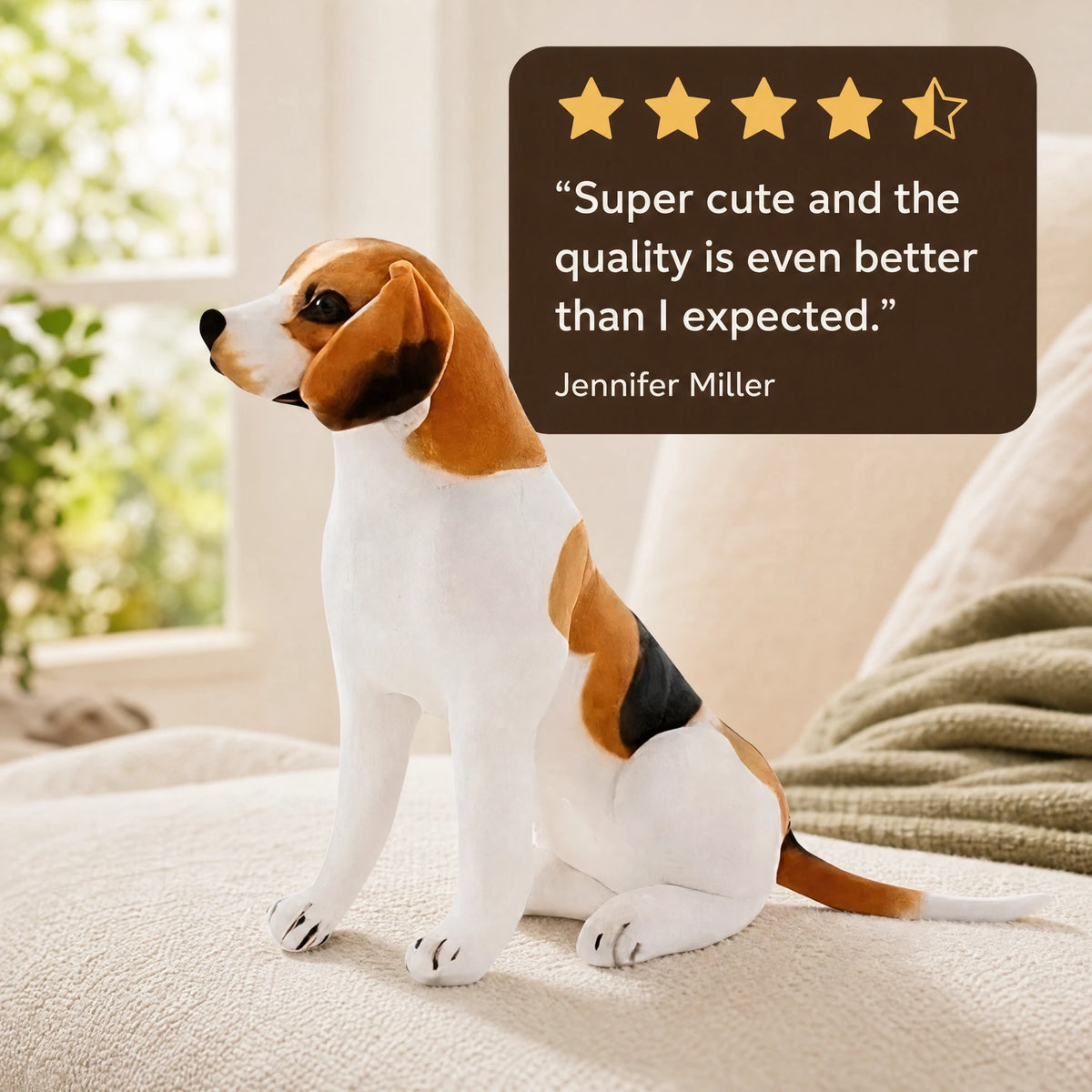 Beagle Stuffed Animal with Realistic Tri-Color Coat - Image témoignage