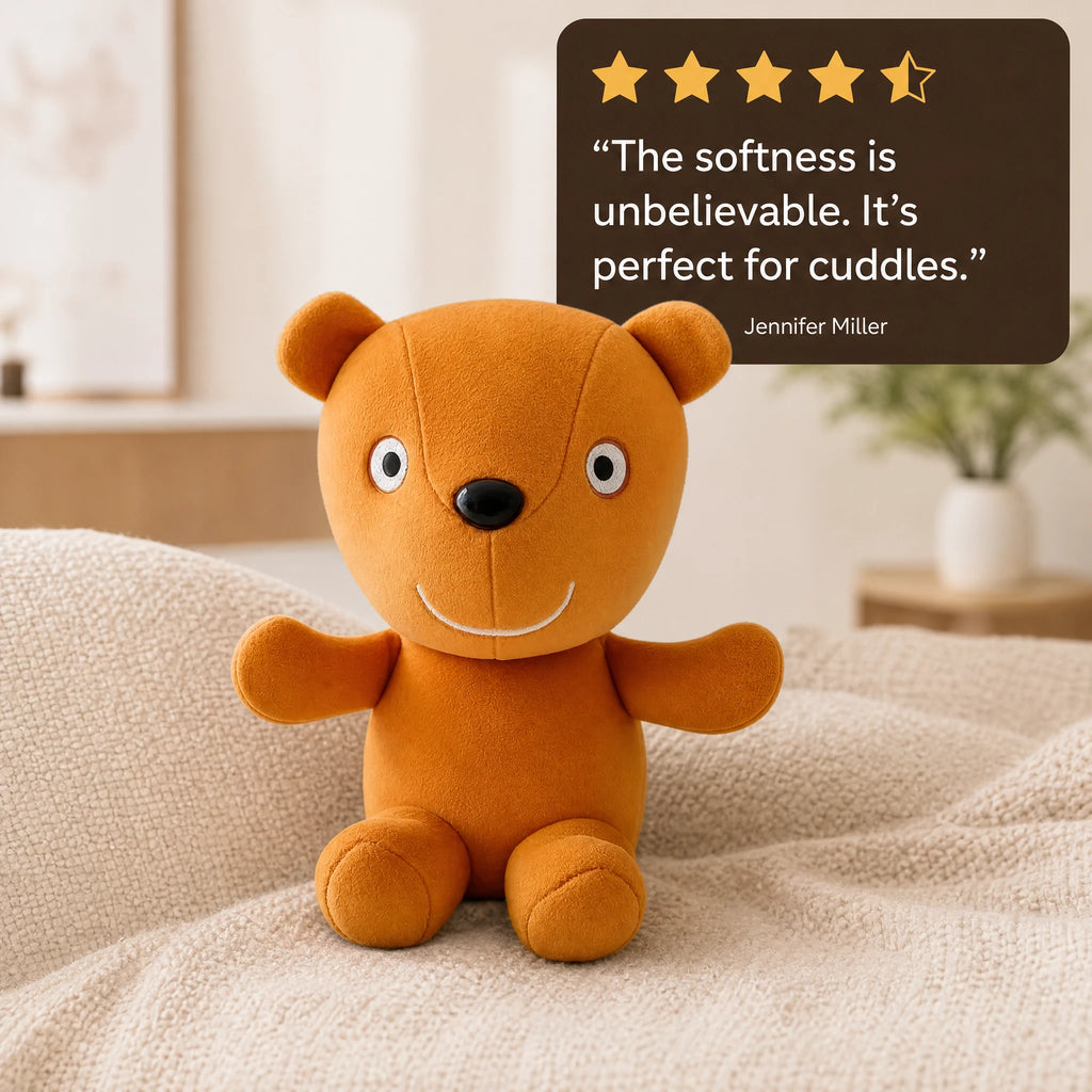 Bear Stuffed Animal with Smiling Face and Soft Fabric - Image témoignage