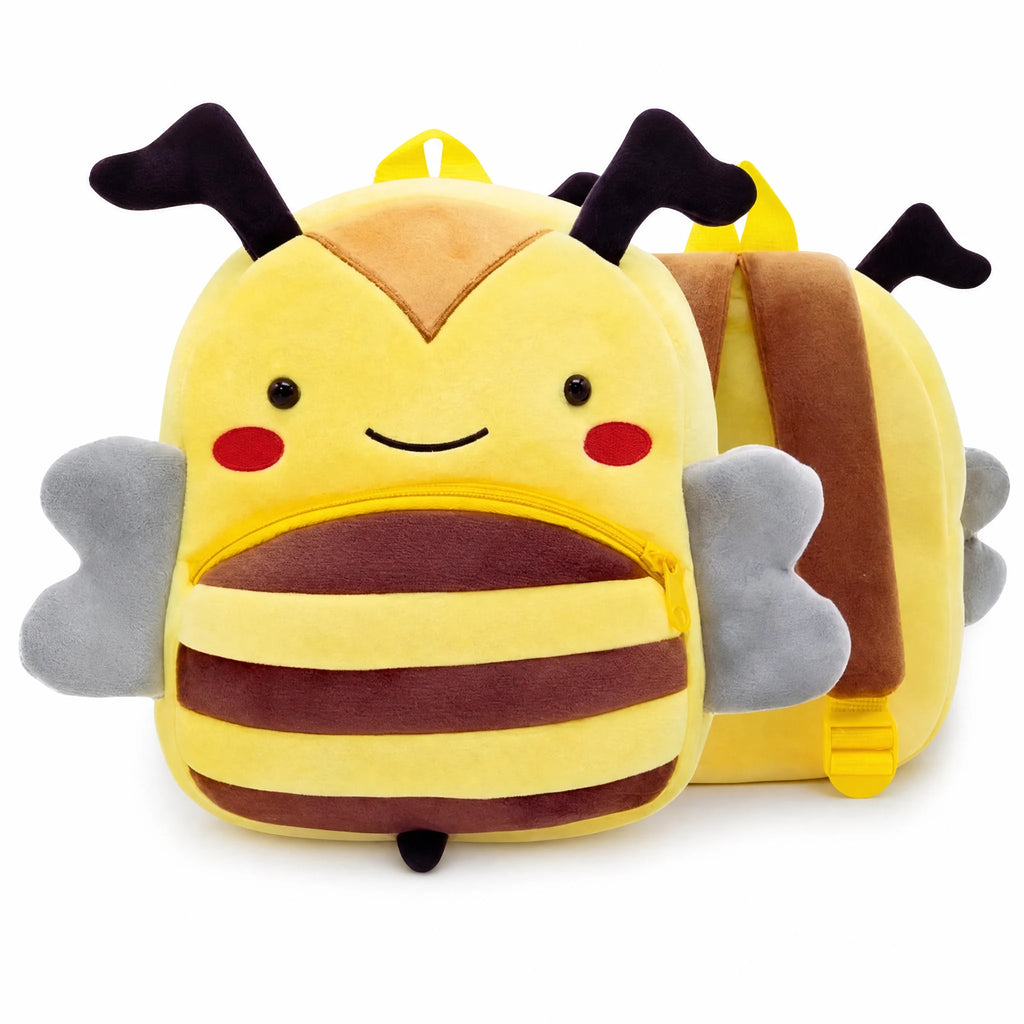 Bee Backpack Kids – Plush Yellow Character Design - Fond blanc