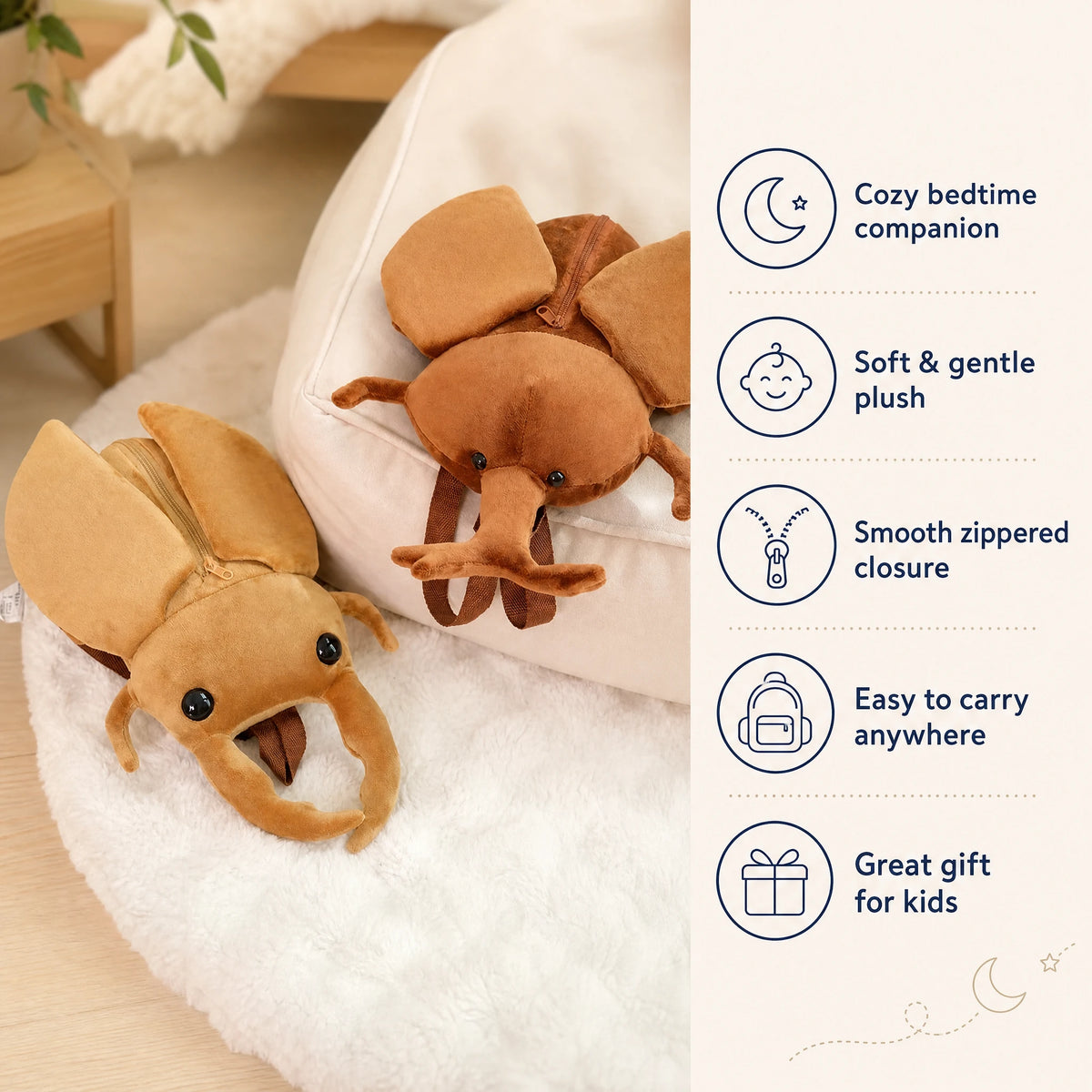 Beetle Plush Backpack with Adjustable Straps - Bénéfices produit