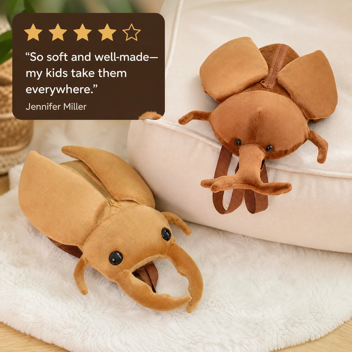 Beetle Plush Backpack with Adjustable Straps - Image témoignage