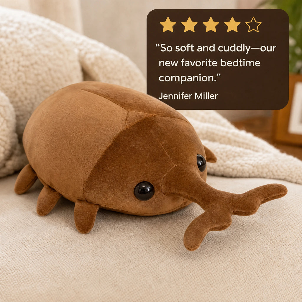 Beetle Plush Toy with Soft Brown Two-Tone Finish - Image témoignage
