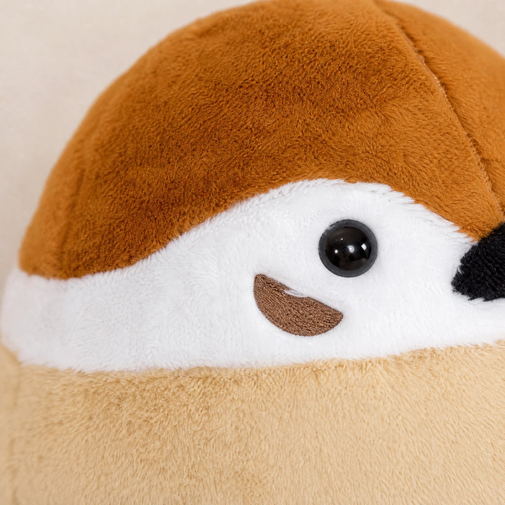 Bird Plush Toy – Round Sparrow and Raven Design - Détail matière