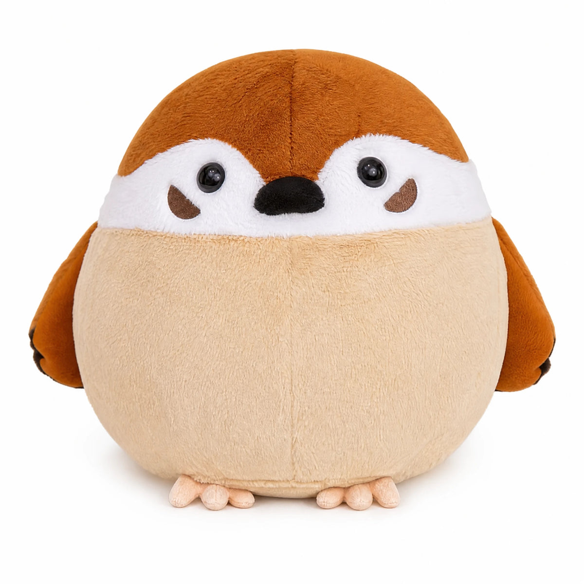 Bird Plush Toy – Round Sparrow and Raven Design - Fond blanc