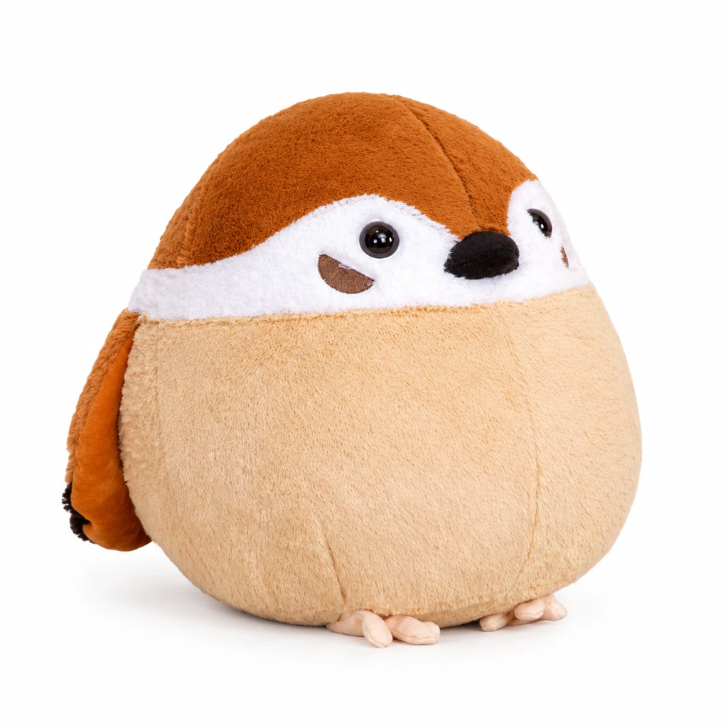 Bird Plush Toy – Round Sparrow and Raven Design - Sparrow / 35cm / 13in · Sparrow / 45cm / 17in