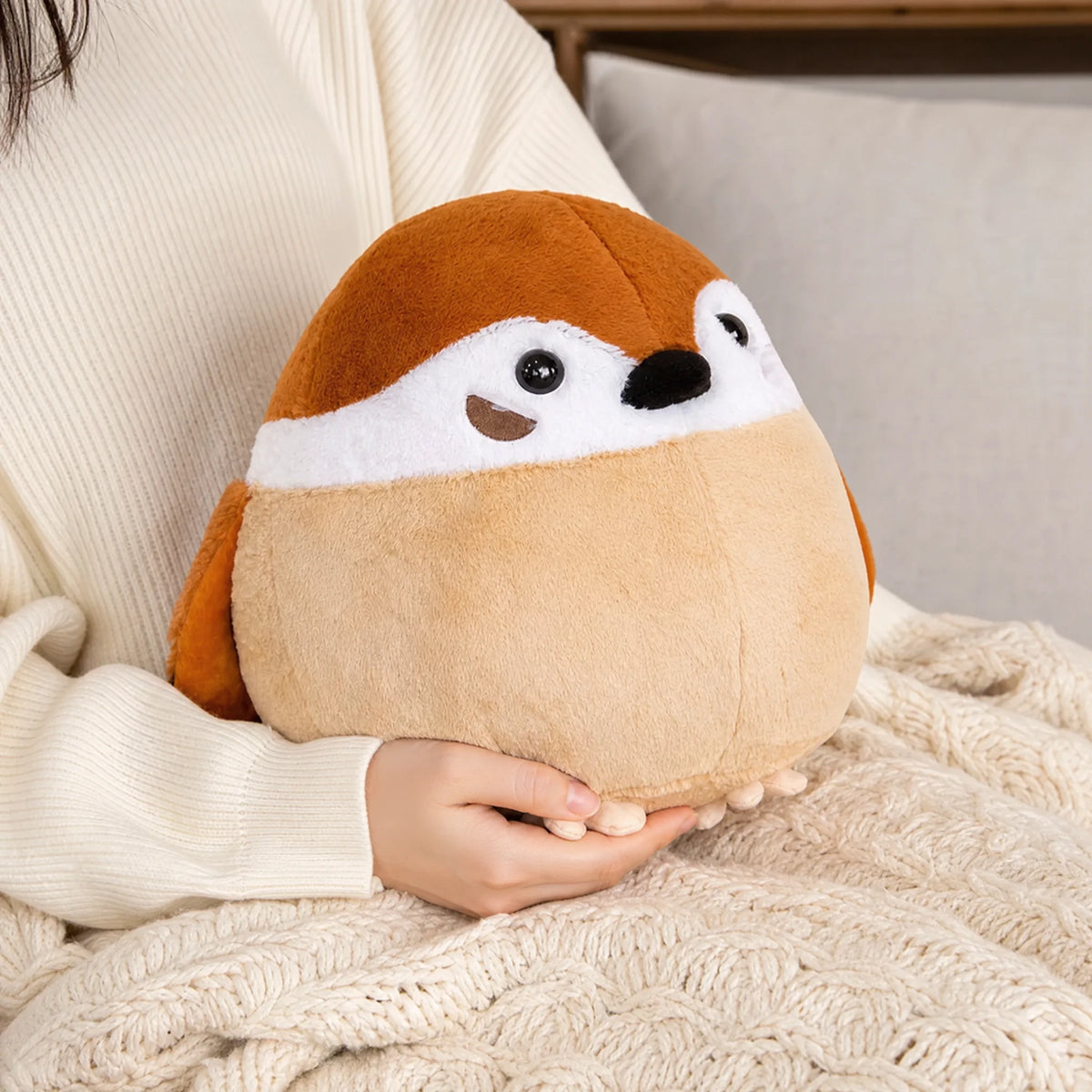 Bird Plush Toy – Round Sparrow and Raven Design - Utilisation du produit