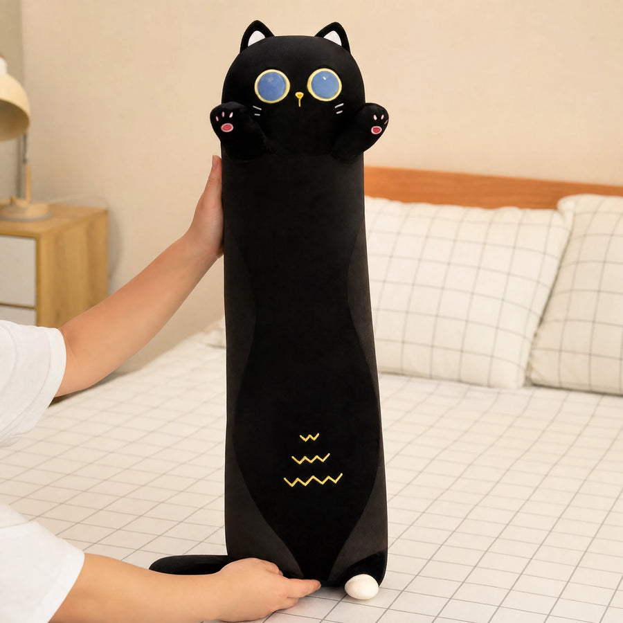 Black Cat Plush Pillow - Long Body Cuddle Cushion - Utilisation du produit
