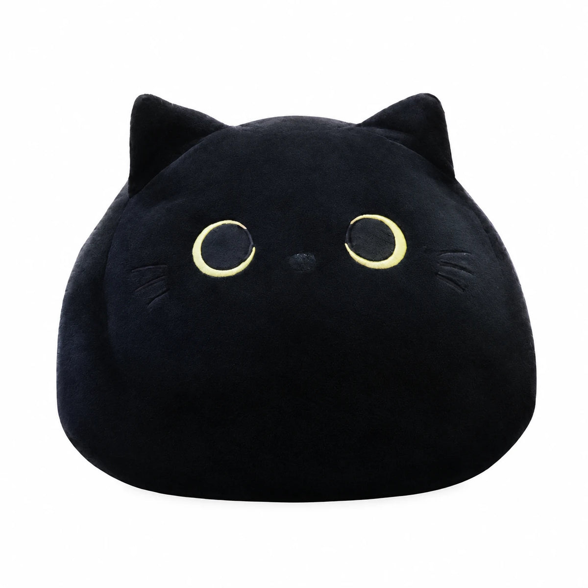 Black Cat Plush Pillow with Expressive Eyes and Soft Ears - 15.5in / 40cm · 21.5in / 55cm