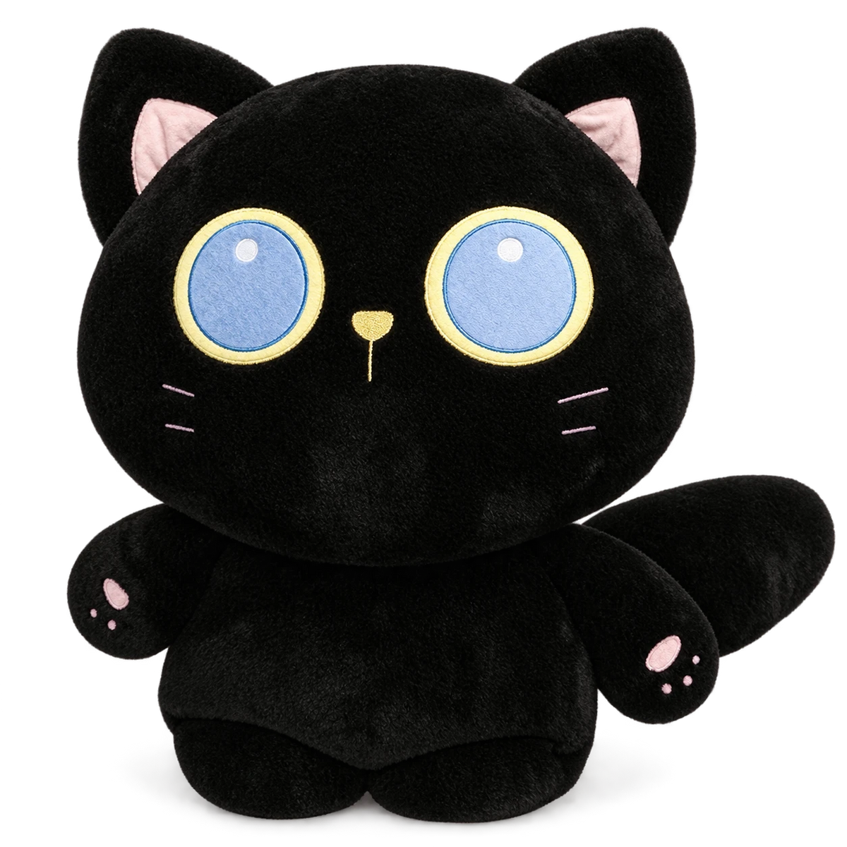 Black Cat Plush with Large Blue Eyes and Soft Fur - 16in / 40cm · 25in / 65cm · 35in / 90cm
