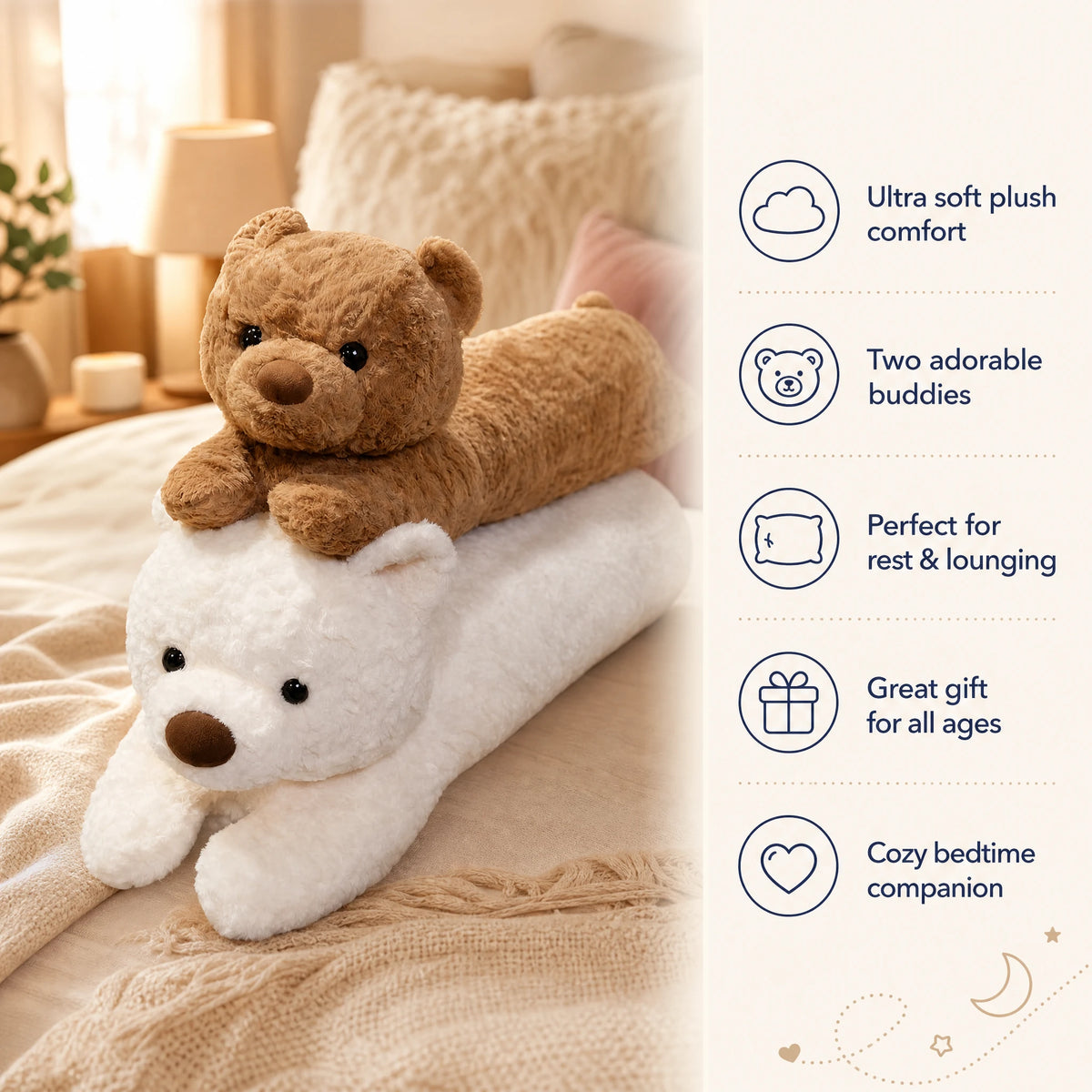 Body Pillow Plush Bear with Long Huggable Shape - Bénéfices produit