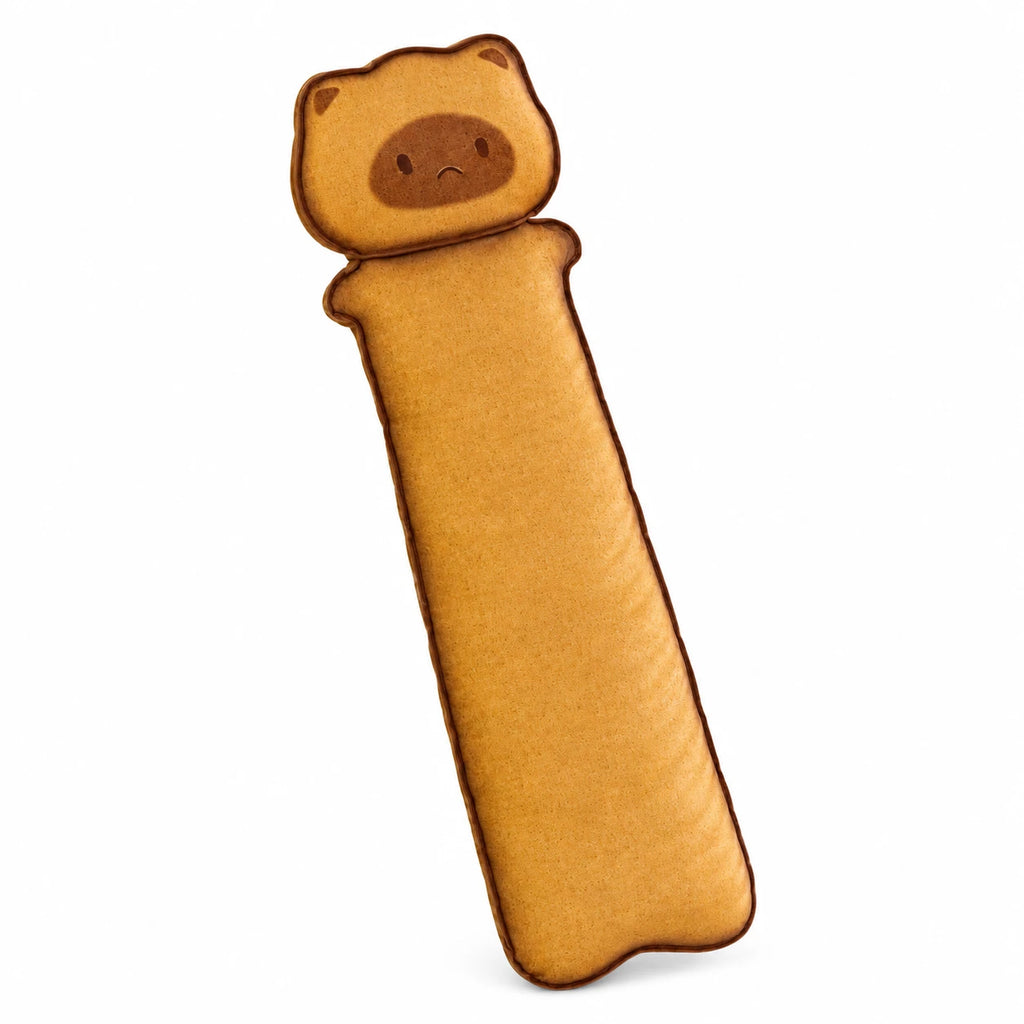 Body Pillow Plush with Toasted Bread Design and Cat Face - Dark (Sad) / 35.5in / 90cm … (3 tailles)