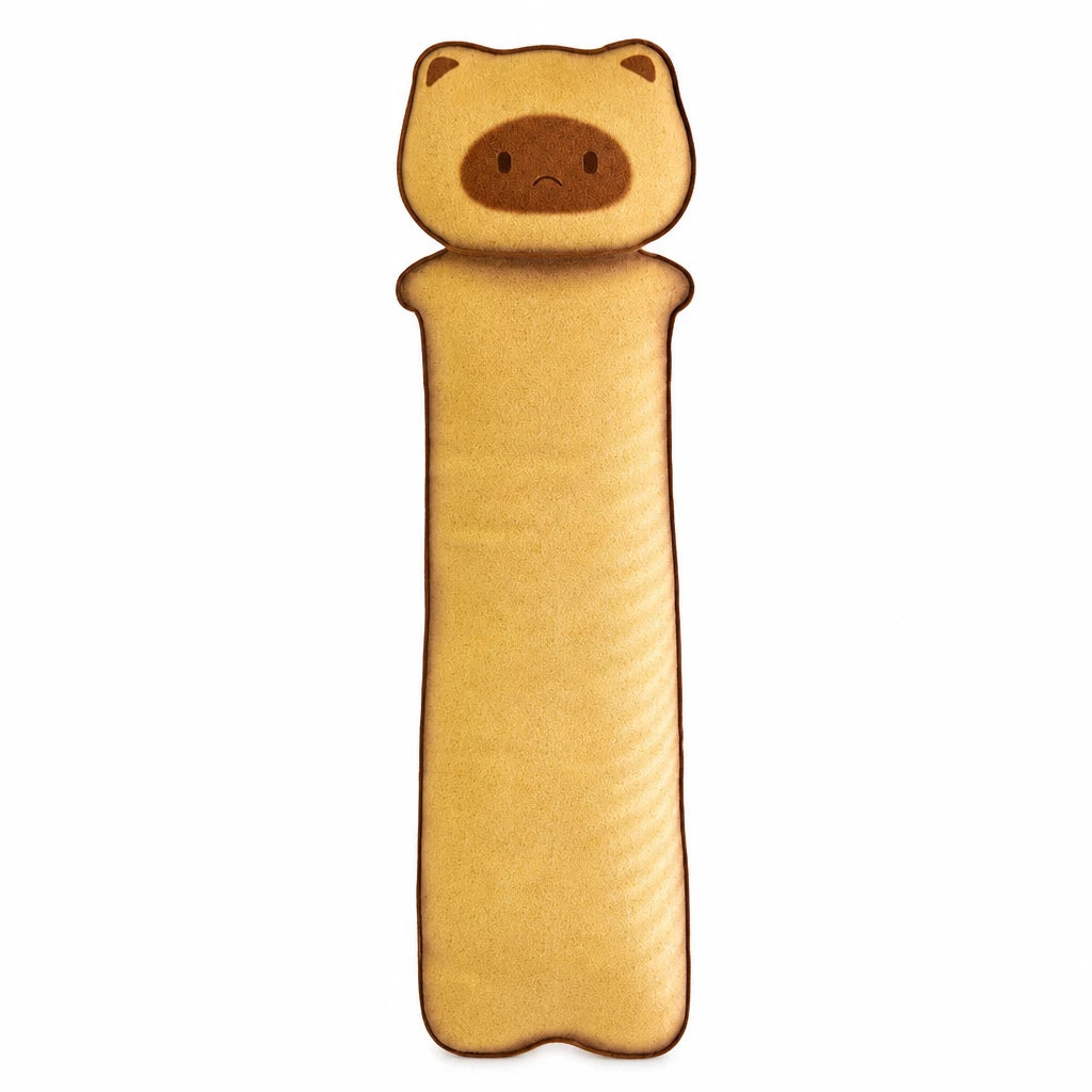 Body Pillow Plush with Toasted Bread Design and Cat Face - Light (Sad) / 35.5in / 90cm … (3 tailles)