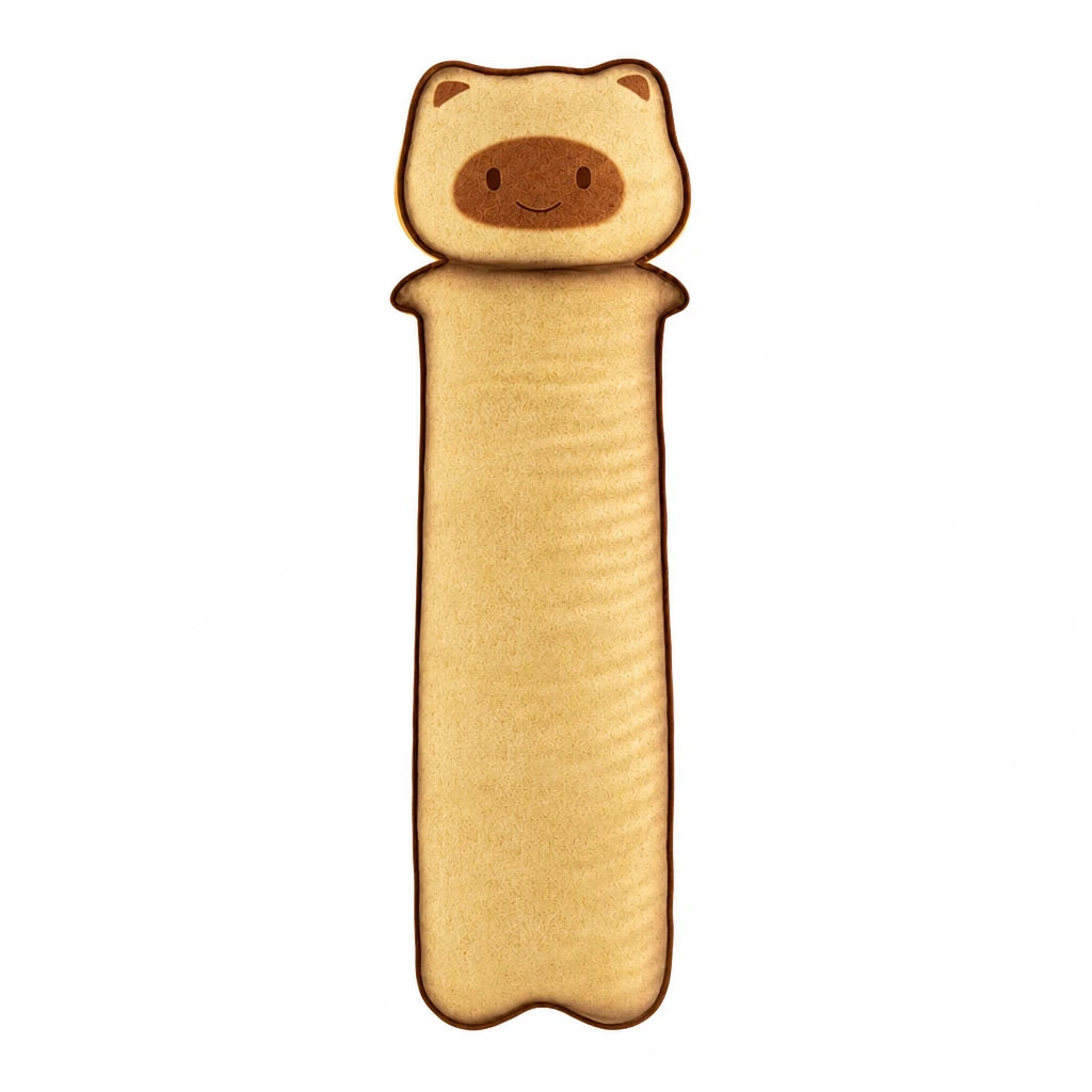 Body Pillow Plush with Toasted Bread Design and Cat Face - Light (Smile) / 35.5in / 90cm … (3 tailles)