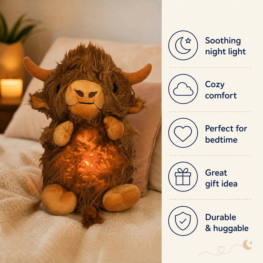 Breathing Bull Plush with Soothing Light and Lullaby - Bénéfices produit