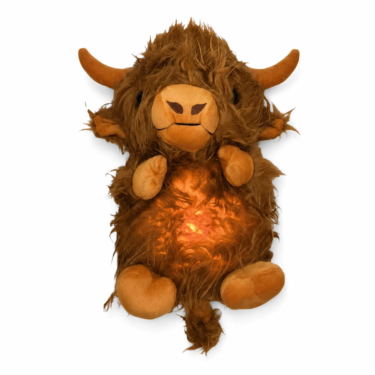 Breathing Bull Plush with Soothing Light and Lullaby - Fond blanc