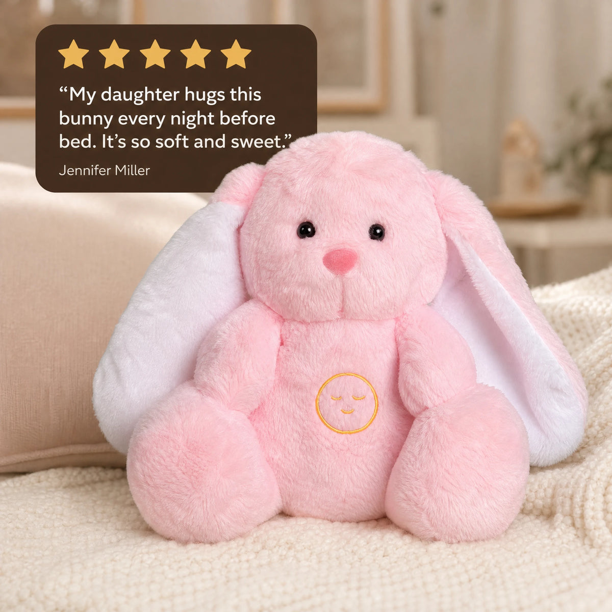 Breathing Bunny Plush with Night Light and Lullaby - Image témoignage