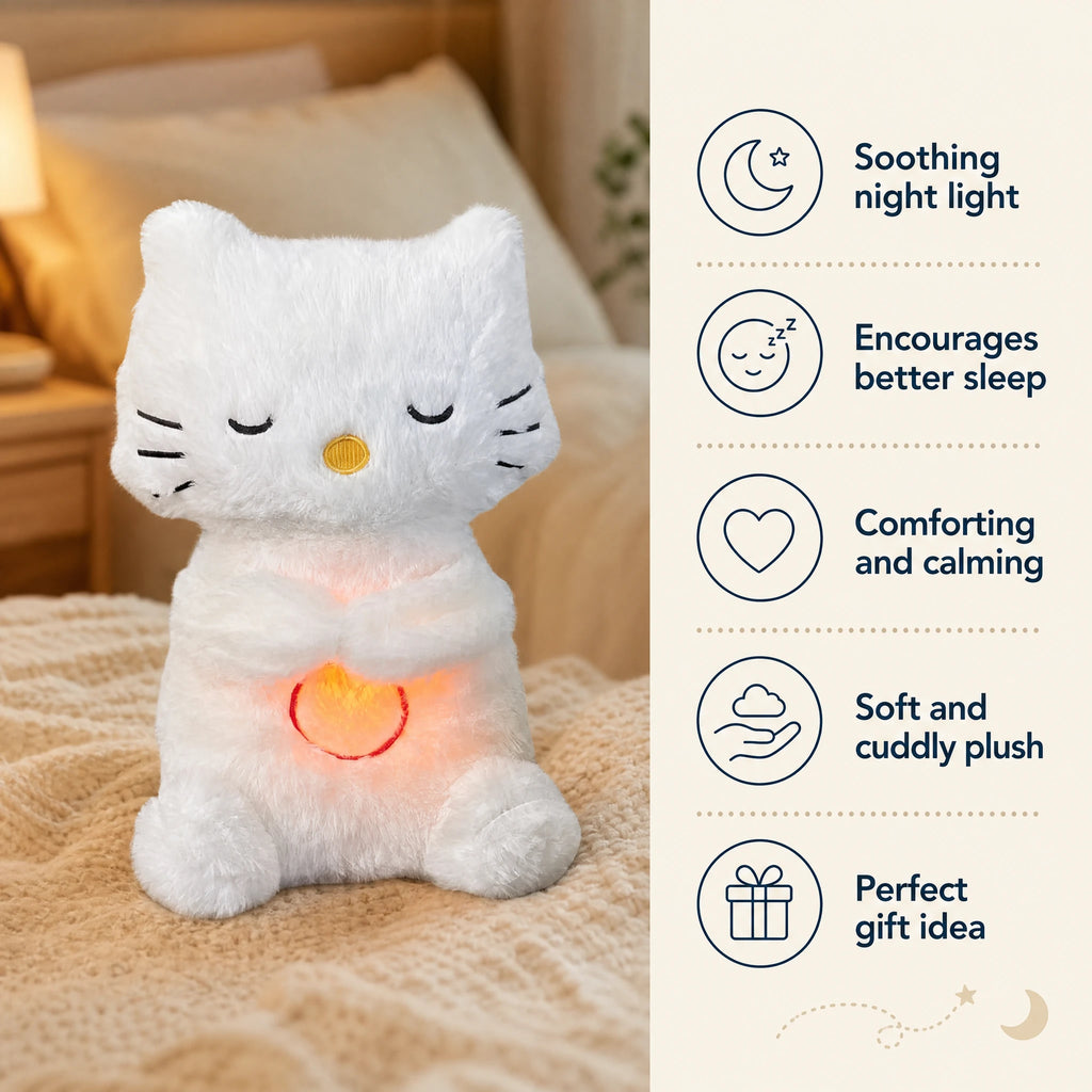 Breathing Cat Plush with Lullaby and Soft Light - Bénéfices produit