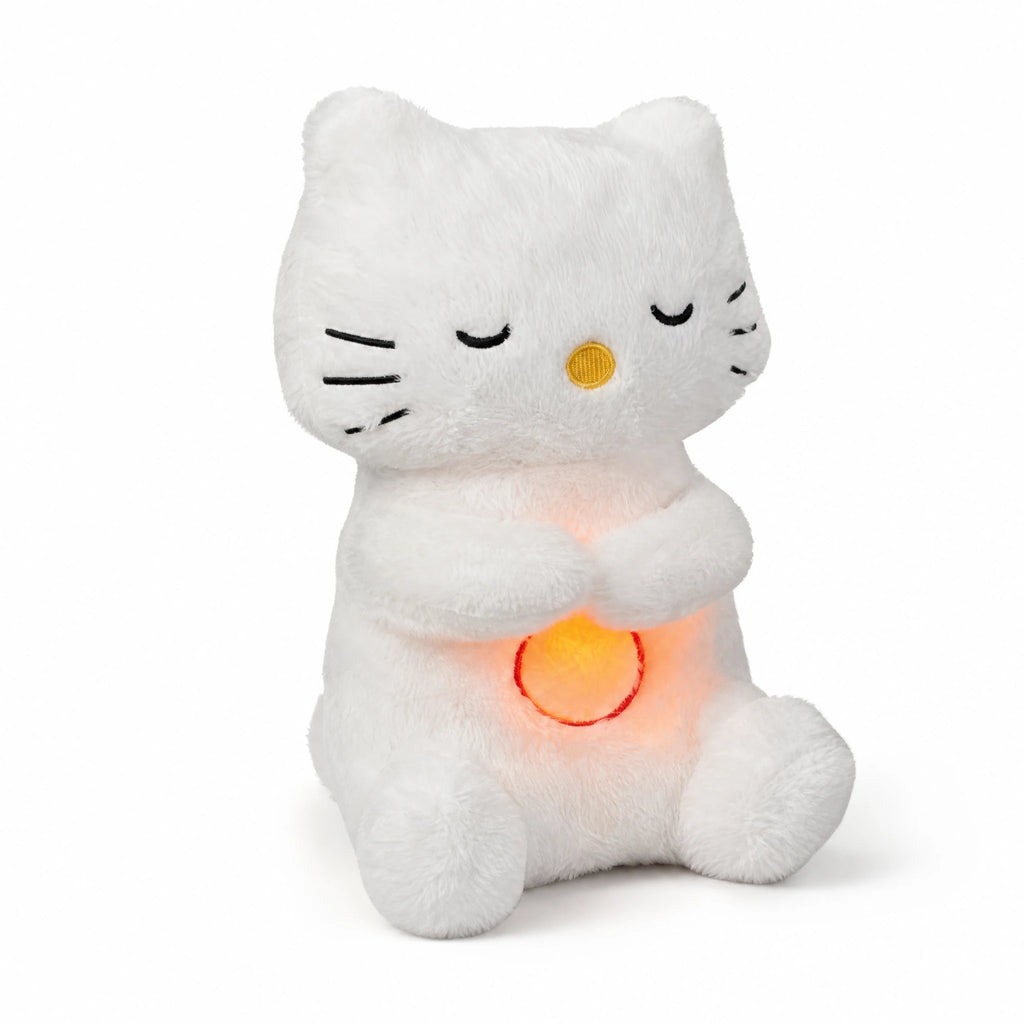 Breathing Cat Plush with Lullaby and Soft Light - Fond blanc, autre angle
