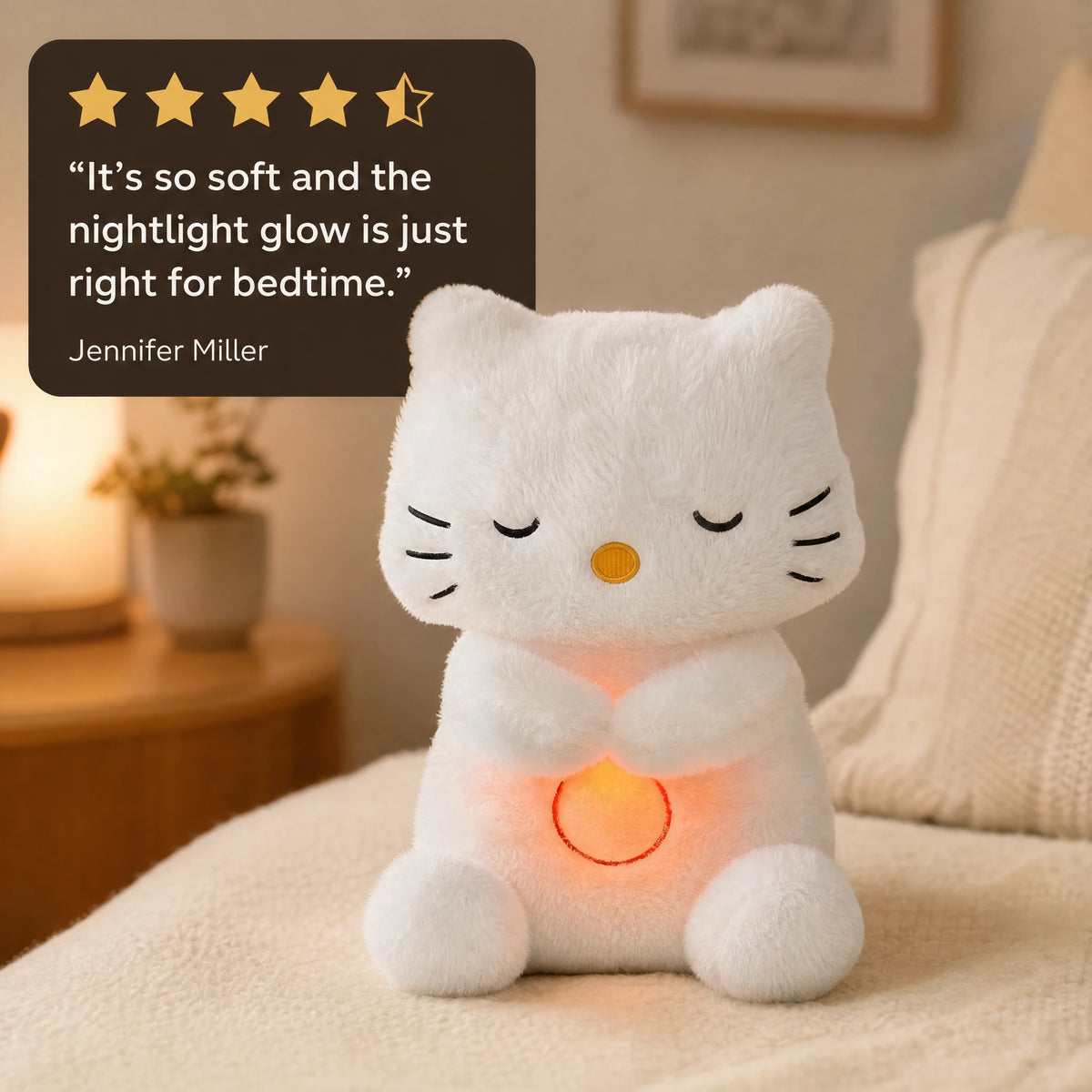 Breathing Cat Plush with Lullaby and Soft Light - Image témoignage