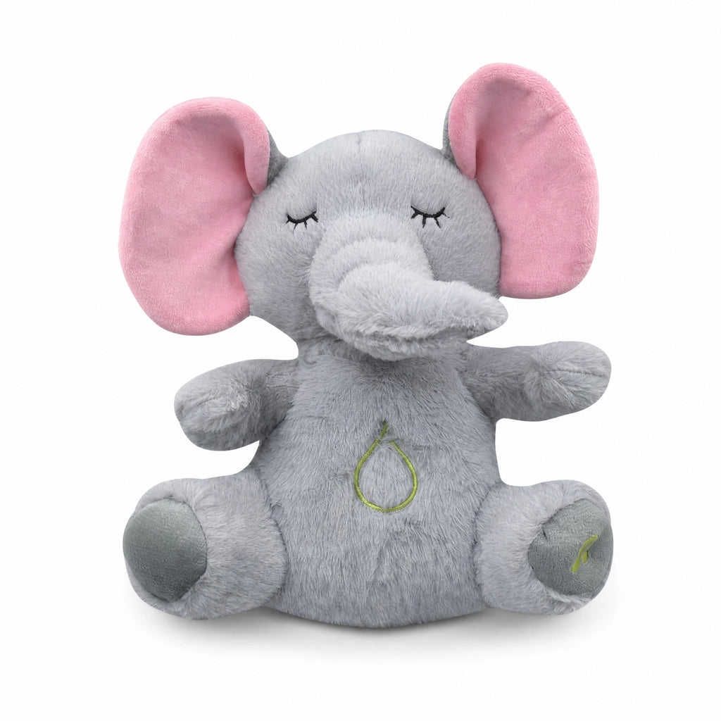 Breathing Elephant Plush with Soothing Rhythm - Fond blanc