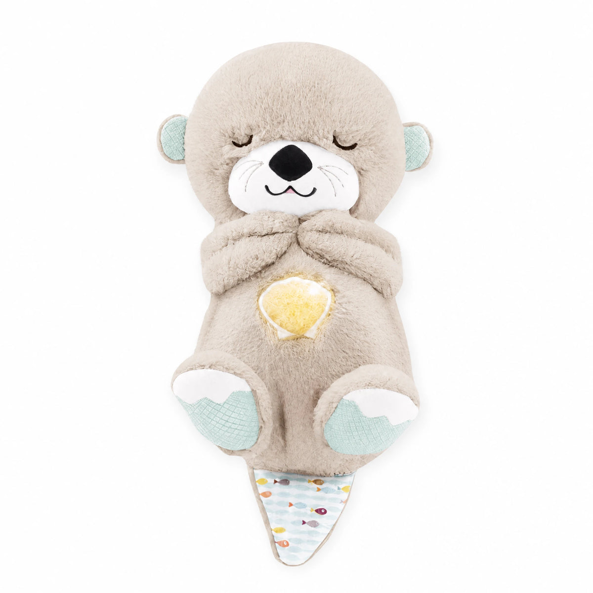 Breathing Otter Plush with Soothing Lullaby - Fond blanc