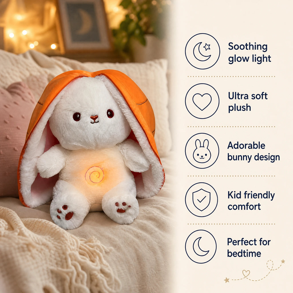 Breathing Plush Bunny with Lullabies and Carrot Hood - Bénéfices produit