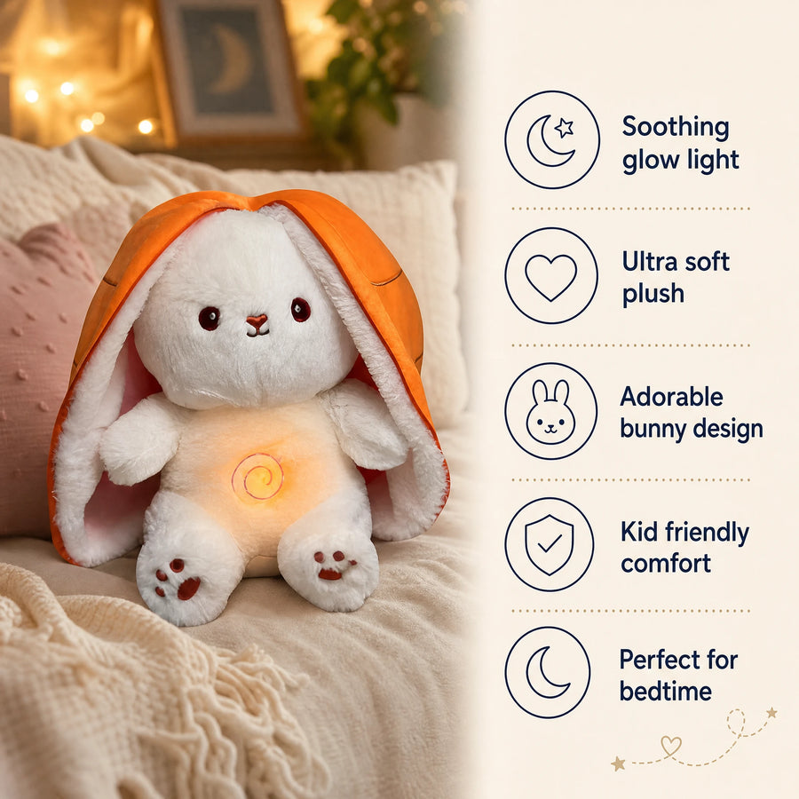 Breathing Plush Bunny with Lullabies and Carrot Hood - Bénéfices produit