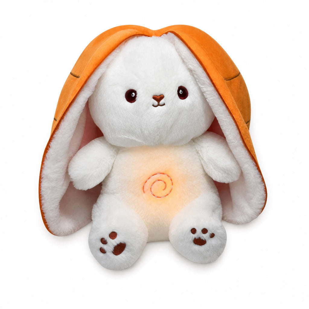 Breathing Plush Bunny with Lullabies and Carrot Hood - Fond blanc