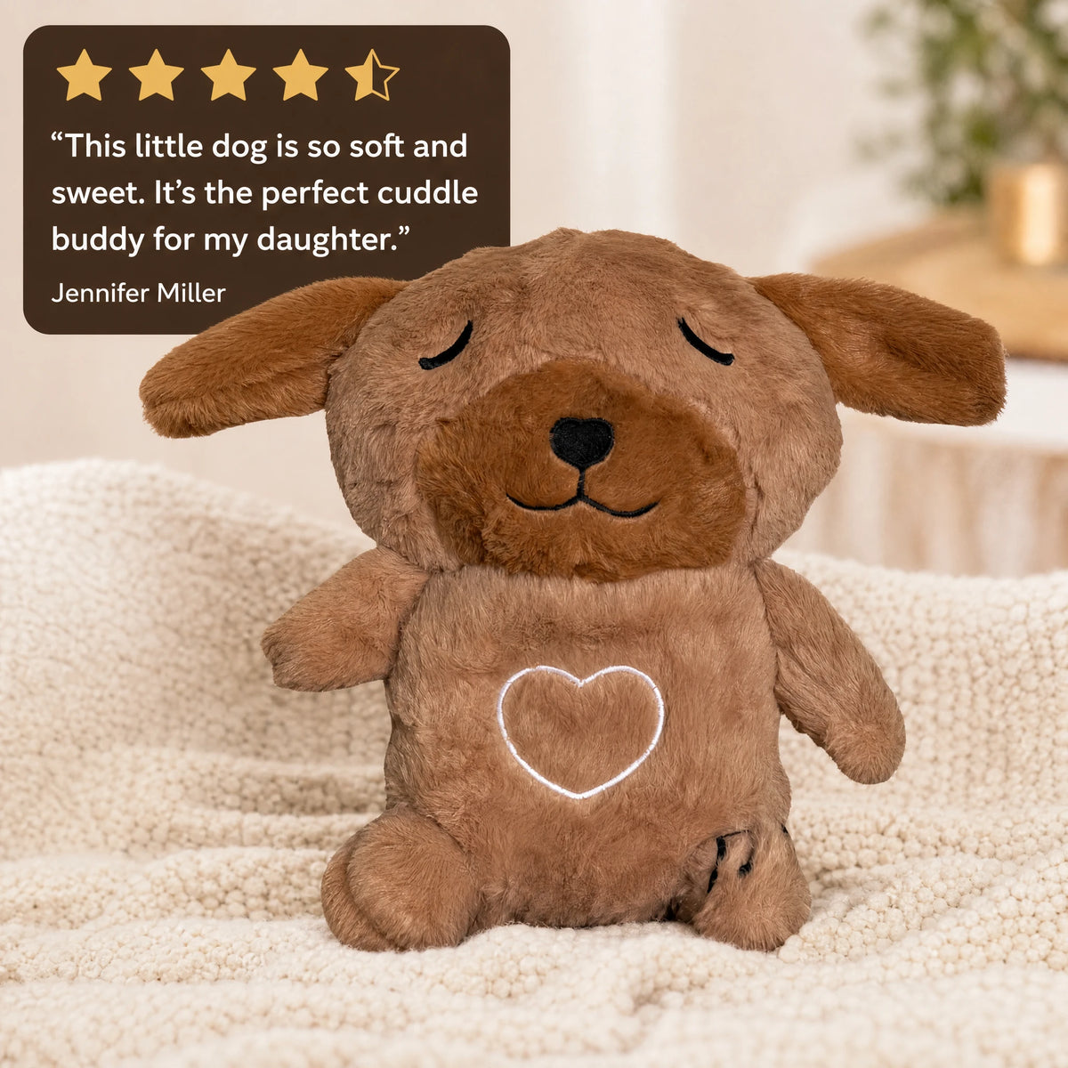Breathing Plush Dog with Light and Music - Image témoignage