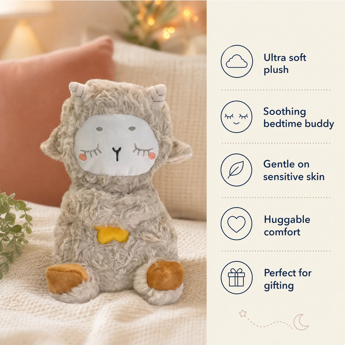 Breathing Plush Toy Sheep with Lullaby and Light - Bénéfices produit