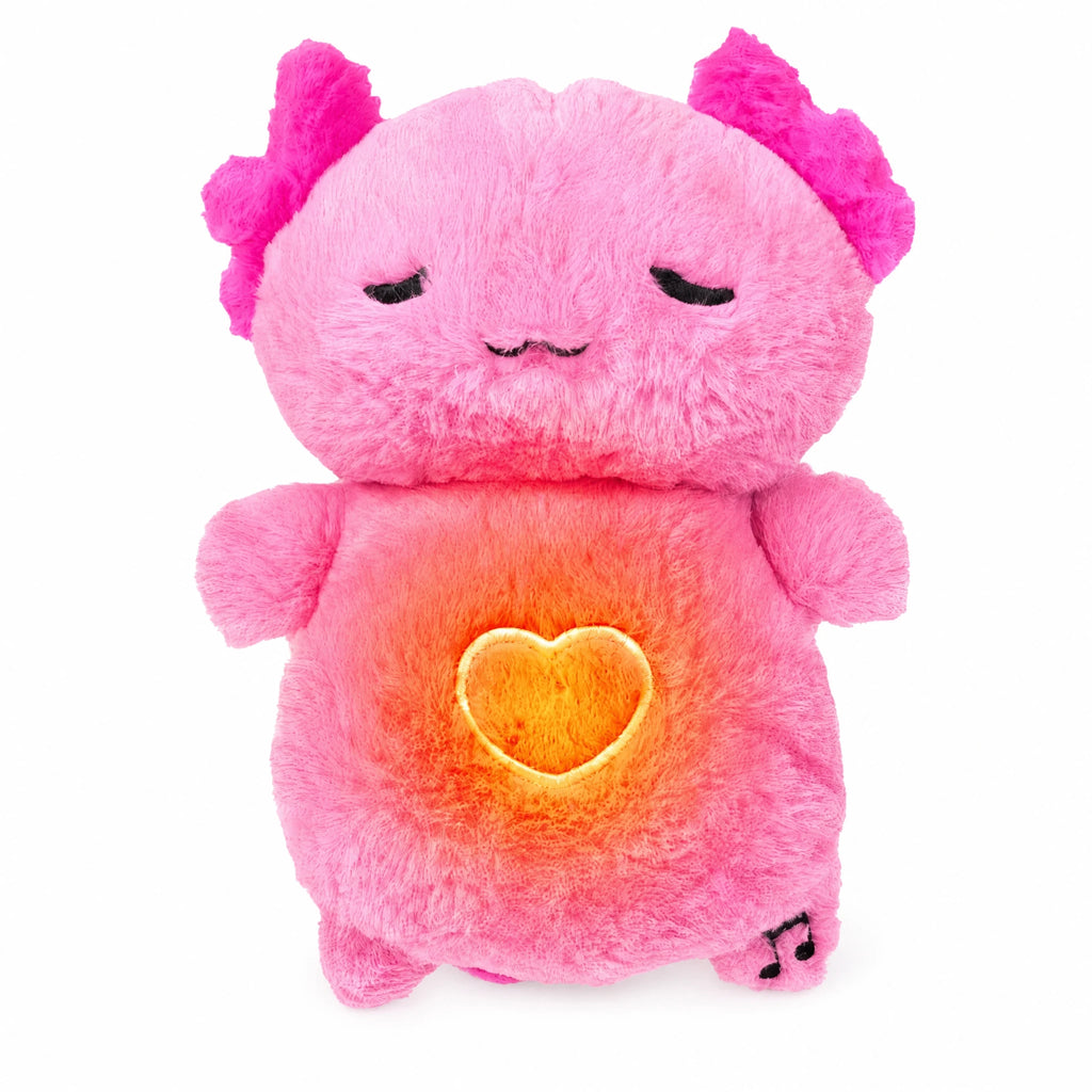 Breathing Plush Toy with Pink Axolotl Design and Lullaby - Fond blanc