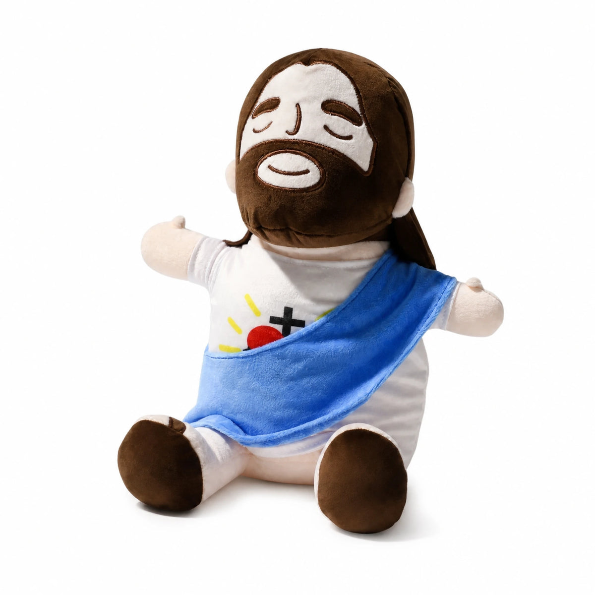 Breathing Plush Toy with Soft Glowing Heart - Fond blanc, autre angle