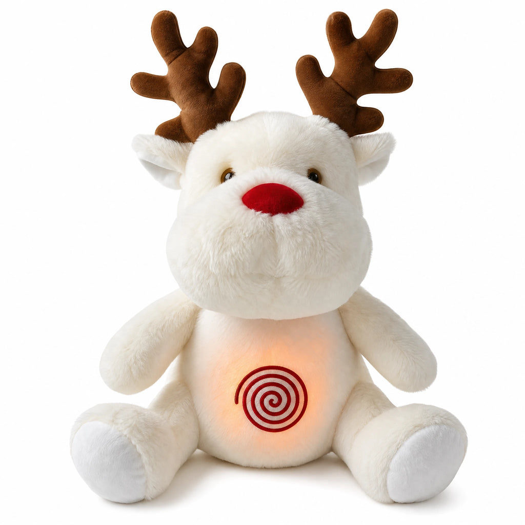 Breathing Reindeer Plush with Lullabies and Light - Fond blanc