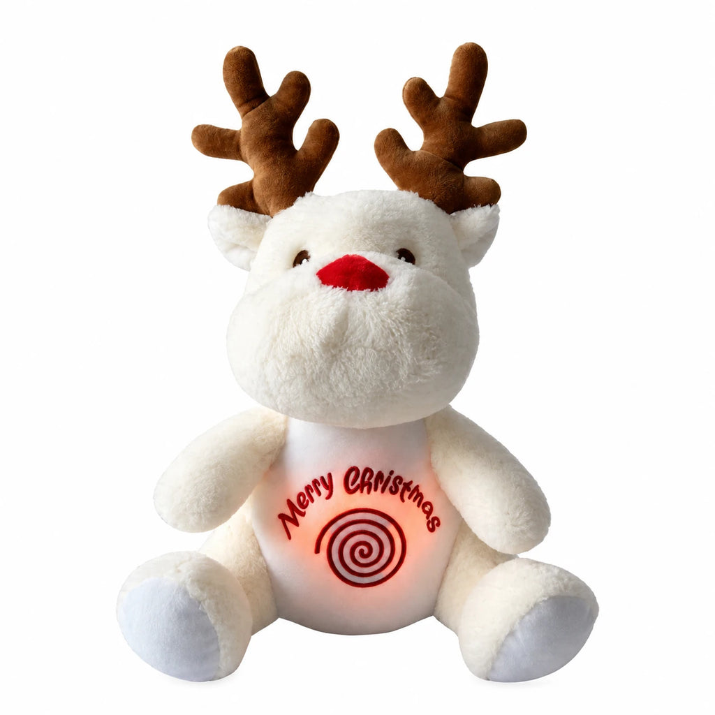 Breathing Reindeer Plush with Lullabies and Light - White