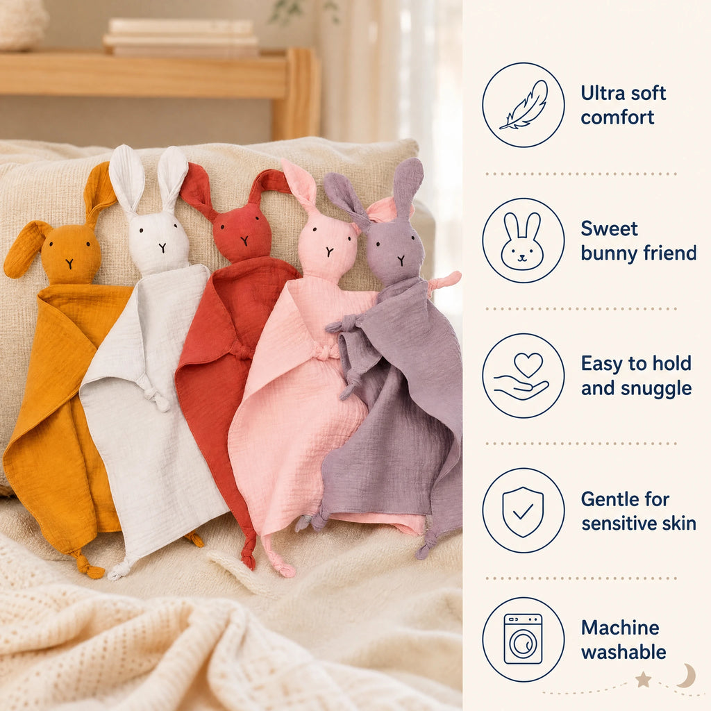 Bunny Comfort Blanket with Cotton Muslin Body - Bénéfices produit