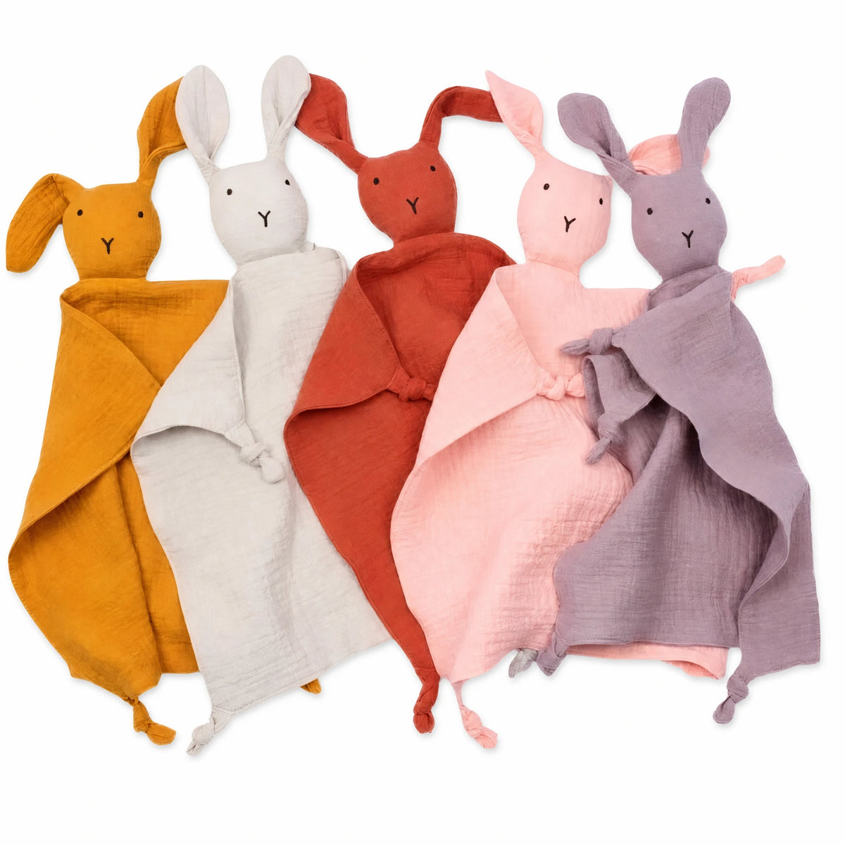 Bunny Comfort Blanket with Cotton Muslin Body - Fond blanc