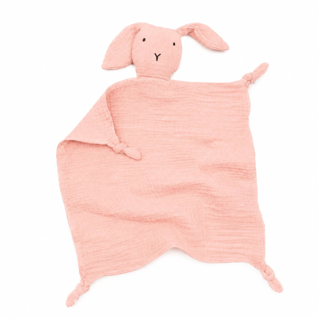 Bunny Comfort Blanket with Cotton Muslin Body - Pink