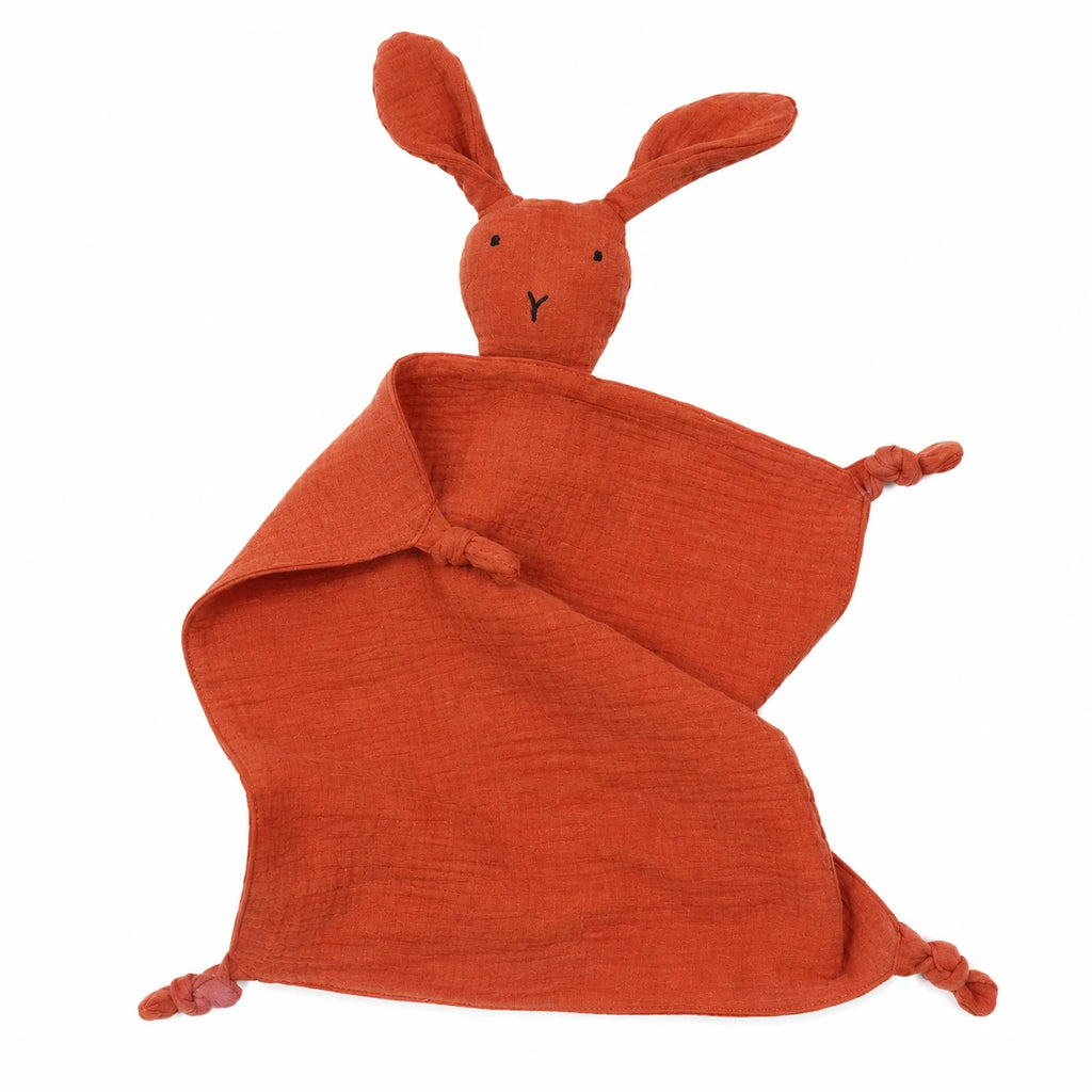 Bunny Comfort Blanket with Cotton Muslin Body - Red