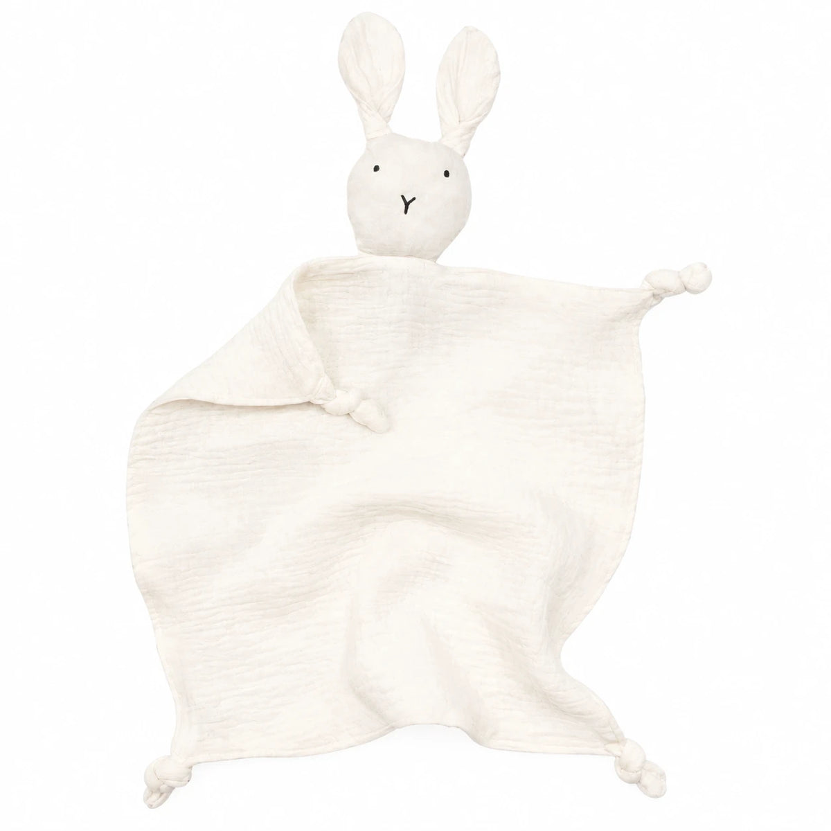 Bunny Comfort Blanket with Cotton Muslin Body - White