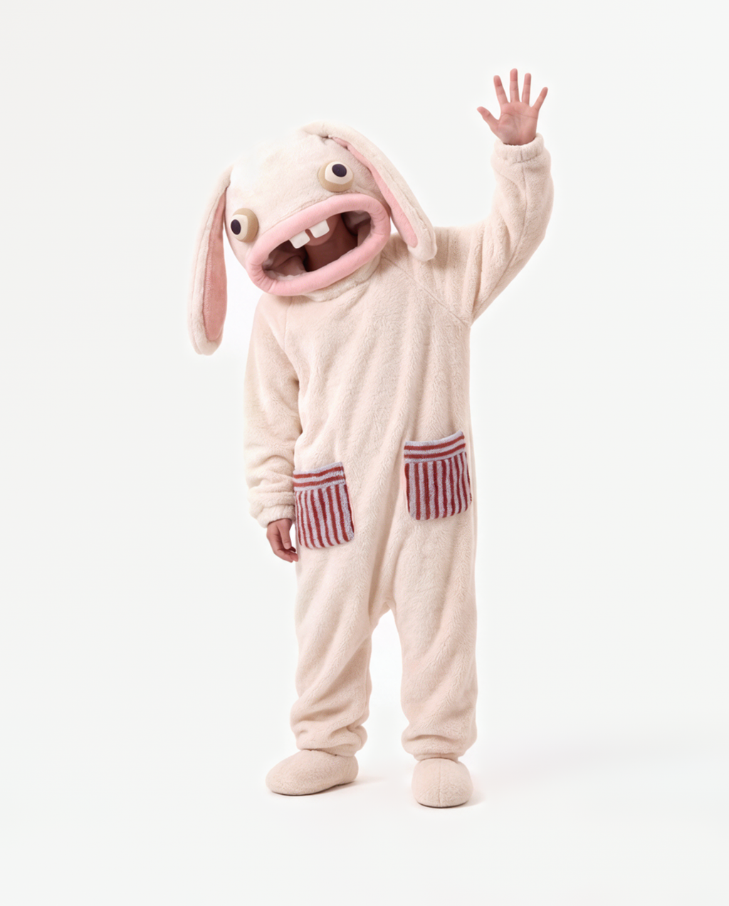 Marshmallow Bunny Onesie, waving