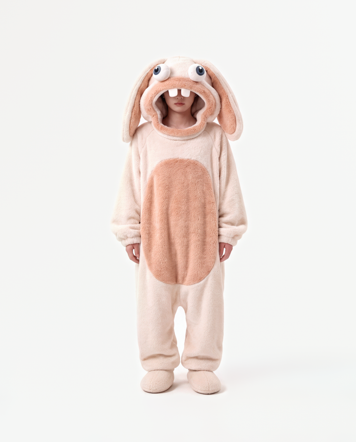 Peach Fuzz Bunny Onesie, front view