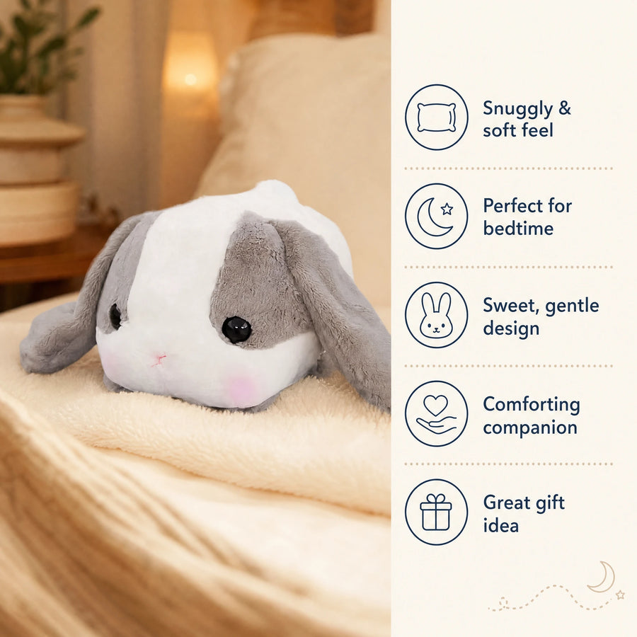 Bunny Plush Toy in Lying Position with Gray Ears - Bénéfices produit
