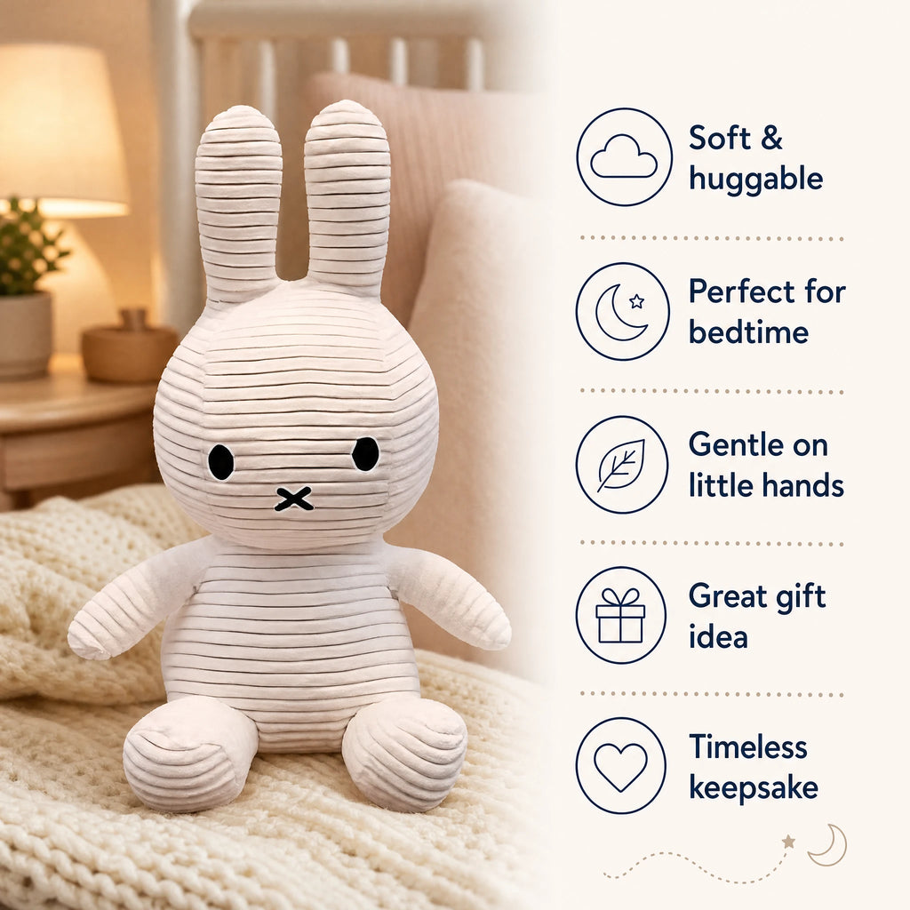Bunny Plush Toy in Soft Corduroy Fabric - Bénéfices produit