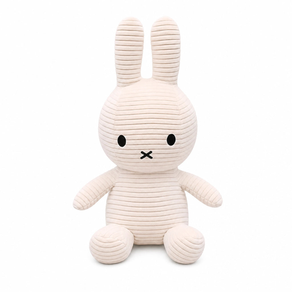 Bunny Plush Toy in Soft Corduroy Fabric - Fond blanc