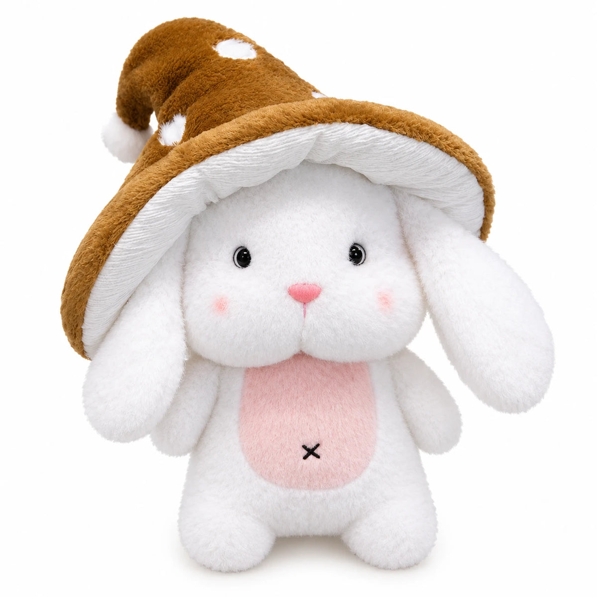 Bunny Plush with Mushroom Hat in Red or Brown - Brown / 8in / 25cm … (3 tailles)