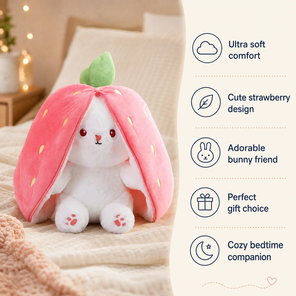 Bunny Plush with Zippered Fruit Costume and Soft White Fur - Bénéfices produit