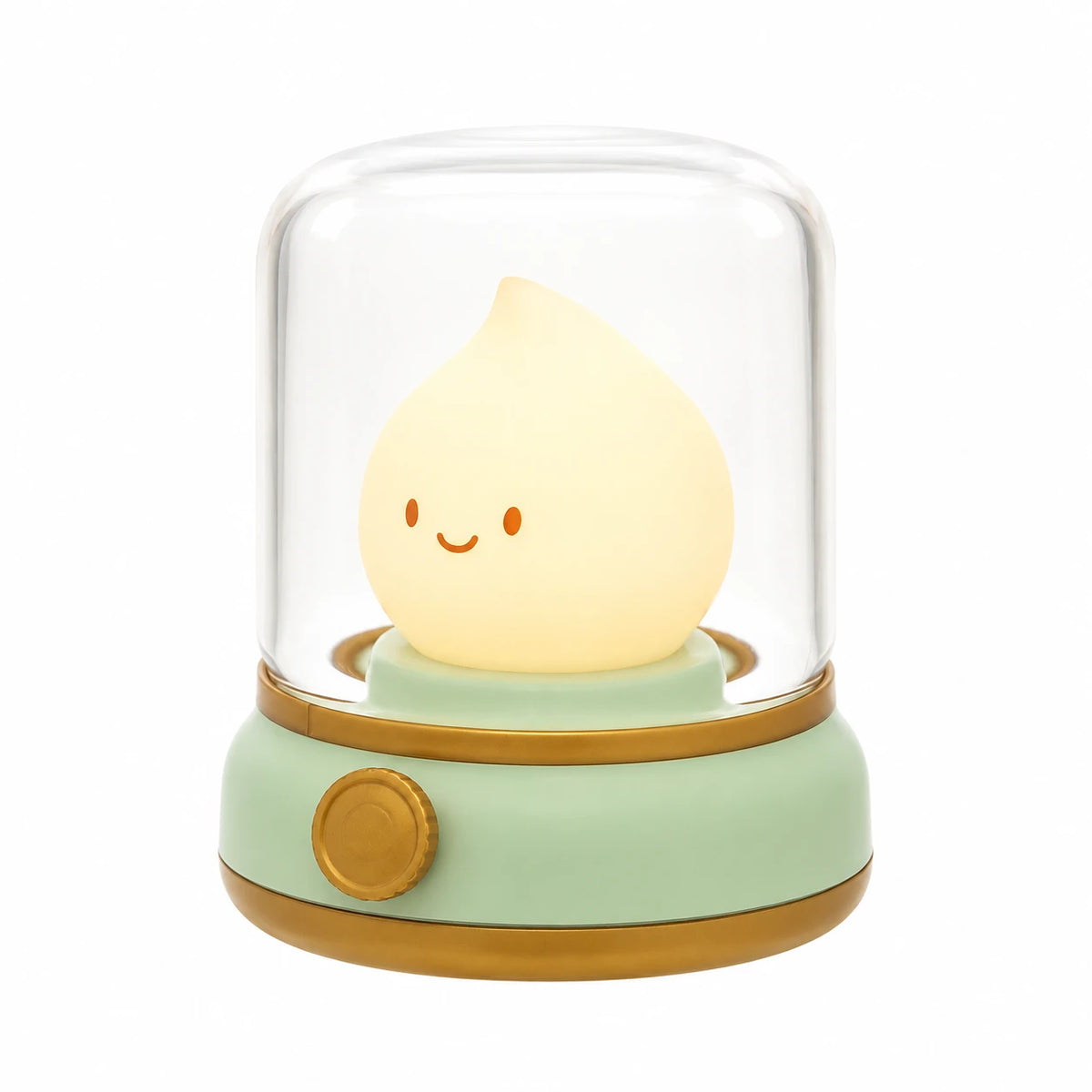 Candle Flame Night Light with Smiling Character Design - Green