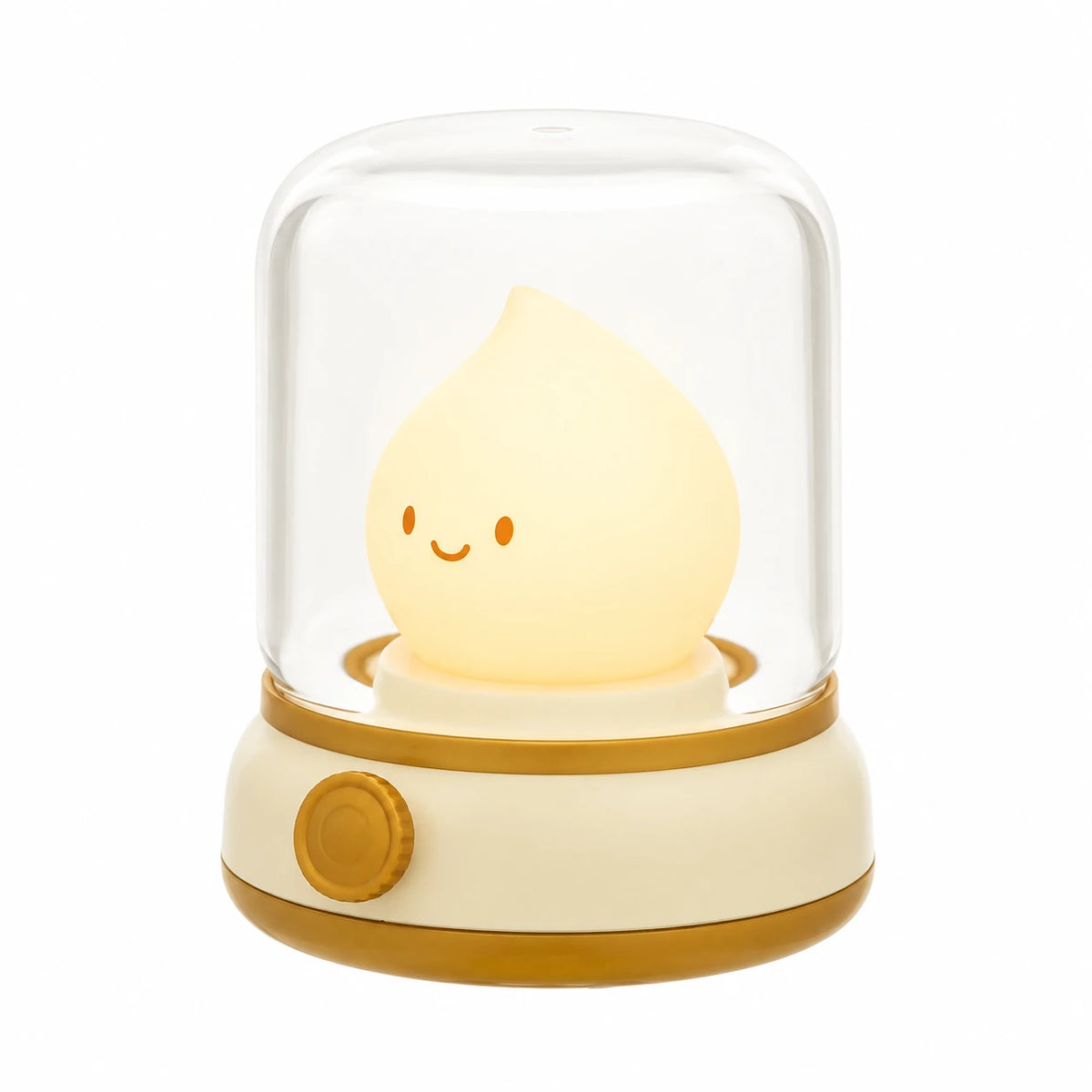 Candle Flame Night Light with Smiling Character Design - Yellow